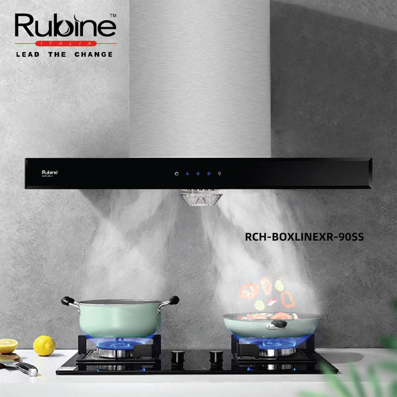 (FREE Shipping) Rubine ESSENTIAL SERIES 1600m³/hr T-Hood - RCH-BOXLINEXR-90SS + 5.0Kw Built-in Hob - RGH-VISTA2B-BL