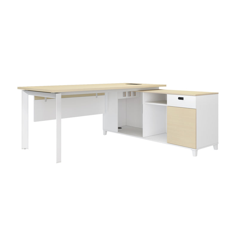 (FREE Shipping) 5.2FT Full Melamine Manager Desk Home Office Desk Open Storage Lockable Drawer - DB1816/DE2016