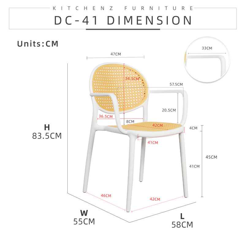 2PCS Dining Chair Kerusi Makan with / without armrest White Black -DC41/DC42