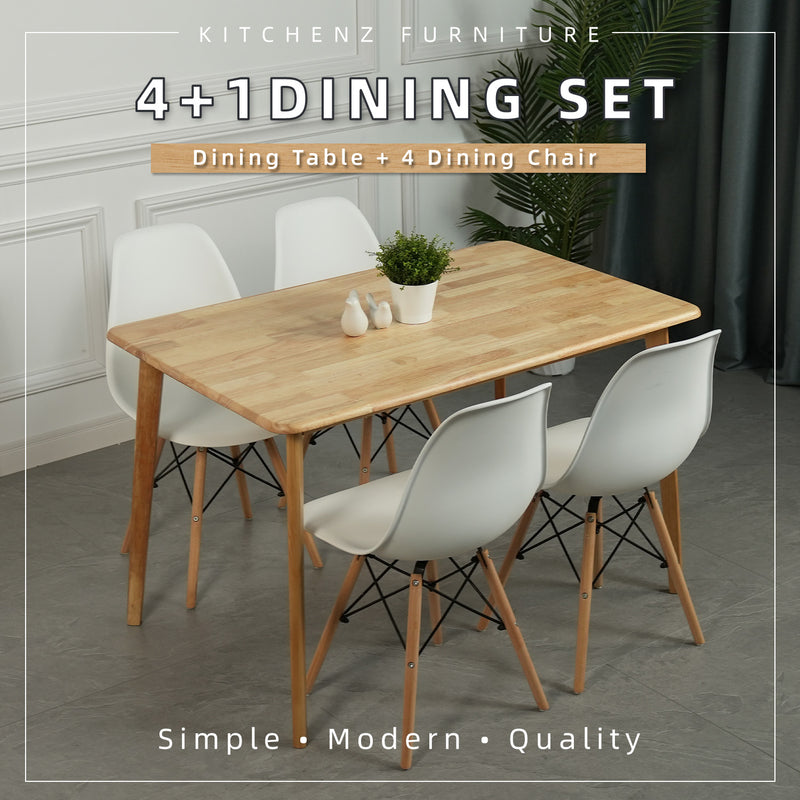 (FREE Shipping) 4 People Seater Modern Dining Set with 1 Table 4 Chairs / Ton Chair / Eames Chair - Dining Set (1+4)