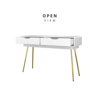 4FT/4.5FT Ivory Series Console Table Writing Table with Drawer Storage Gold Metal Leg Support - 1415/1417