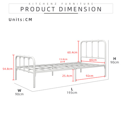 6.2FT 3V Single Size Powder Coat Metal Bed Frame-3VFY900F/0005/0012/0015/0016/0017