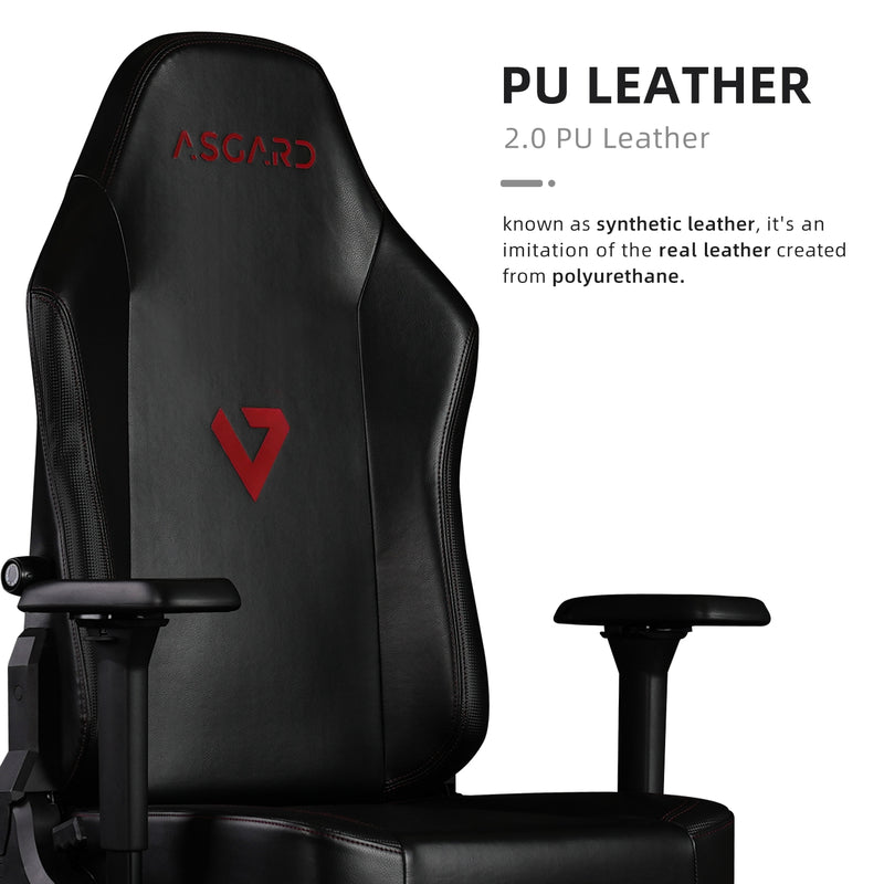 ASGARD High Back PU Leather Gaming Chair with L-Adapt Lumbar System / Ergonomic Design / Support Pillows-HMZ-GC-DJ-0064-BK+BK