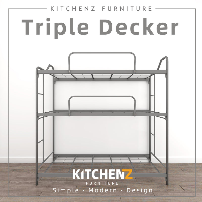 6.3FT Triple Decker Bed Frame / Single-3V TR906-MSM