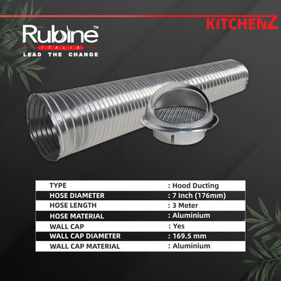 Rubine 3m Aluminum Telescopic Flexible Ducting Hose - 6 inch / 7 inch