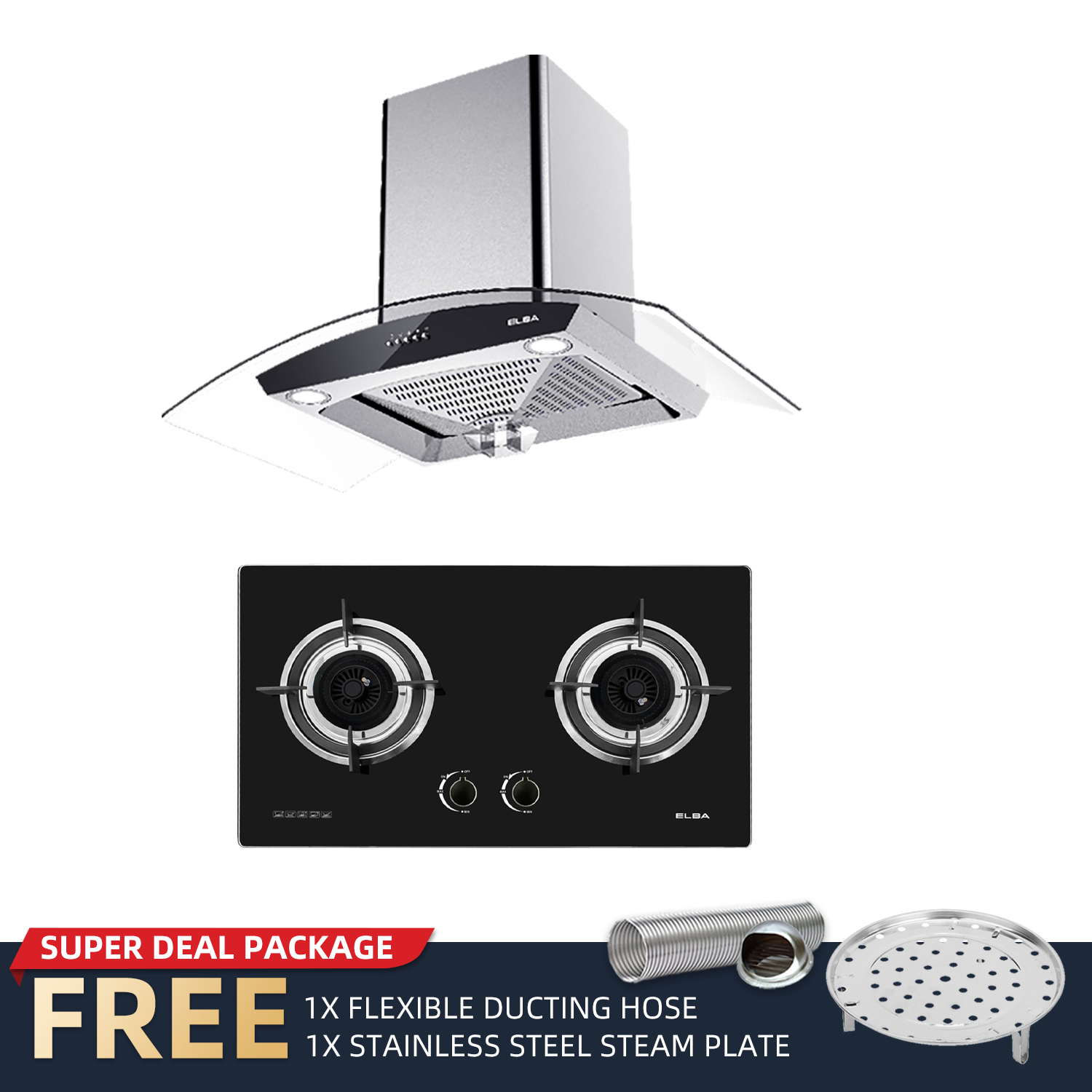 COMBO} Elba Cooker Hood INFINITO EH-J9034ST(SS) + 2 Burners Built