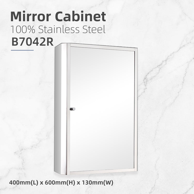 100% Stainless Steel Bathroom Mirror Cabinet-HMZ-BR-MC-7042R