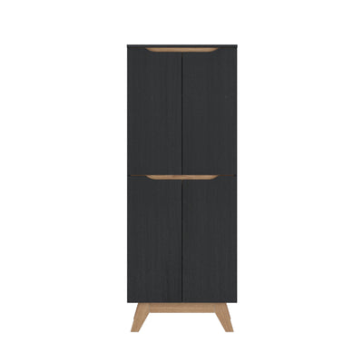 1.9FT Alexi Series Shoe Cabinet Particle Board with 4 Doors 4 Movable Shelves-HMZ-FN-SR-A1660-BK