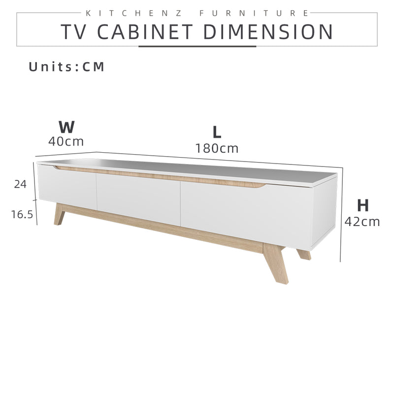 6FT Simona Series TV Cabinet Modernist Design-HMZ-FN-TC-2222-WT