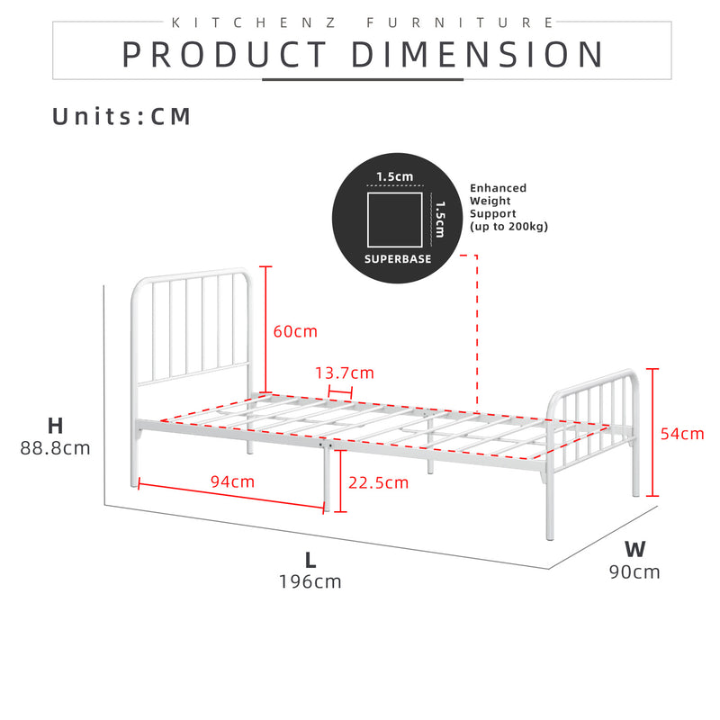Single Size Metal Bed Frame Powder Coat Metal Bed Frame - 3VFY900F/0005/0012/0015/0016/0017