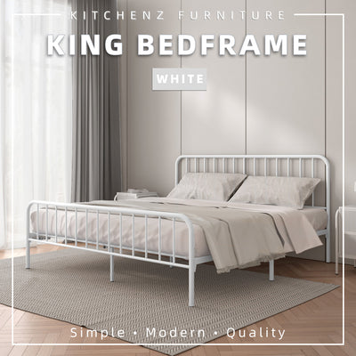 (EM) 6.4FT King Metal Bed Frame Rangka Katil Besi King Murah Katil Powder Coat Metal Black White Gold - 0035K