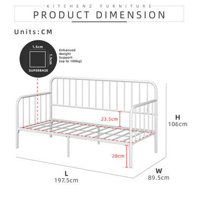 6.4/6.7FT Day Bed/Pull Out Trundle/Pop up Bed Frame Katil Besi Powder Coat Metal/Linen Fabric Divan Series - 0045/0055