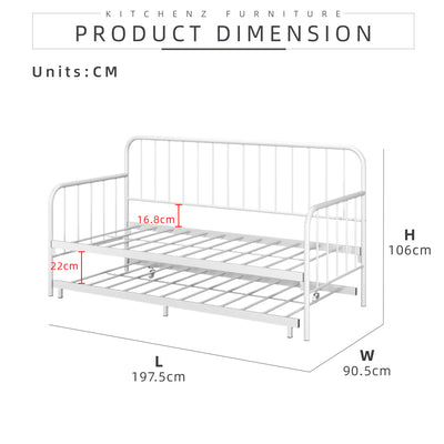 [COMBO Bedframe+Mattress] Single Trundle Bed/Pop-out Day Bedframe White/Black FREE Single 3x5FT Mattress