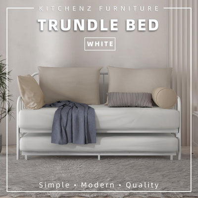6.4FT Day Bed / Pull Out Trundle Bed Frame Katil Besi Powder Coat Metal Black White-0045/0046