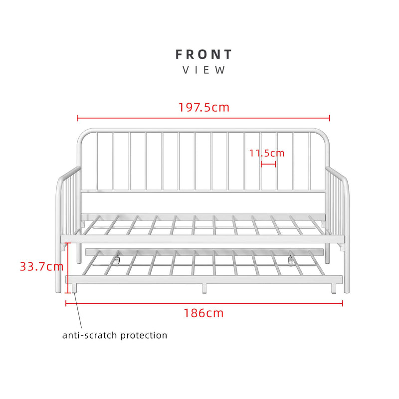(EM) 6.4FT Day Bed / Pull Out Trundle Bed Frame Katil Besi Powder Coat Metal Black -0045/0046