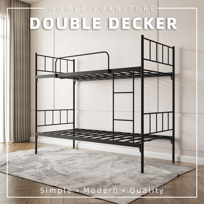 6.4FT Double Decker Bed Frame Katil Dua Tingkat / White / Black-HMZ-FYDB-0058