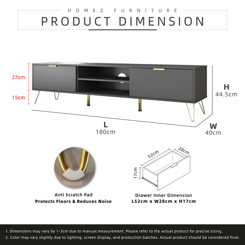 Nickel Series TV Cabinet Full Melamine with Anti Scratch - 1604-DGY