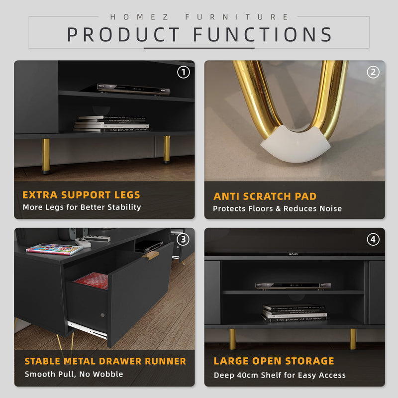 Nickel Series TV Cabinet Full Melamine with Anti Scratch - 1604-DGY