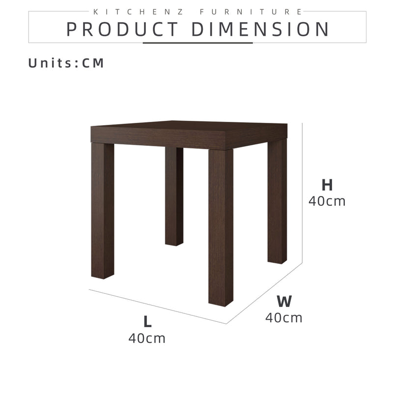 1.3FT Side Table Wood White/Natural Oak Meja Sisi (40x40x40cm) - 1909