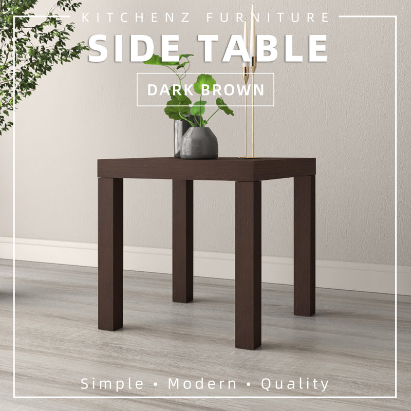 (EM) 1.3FT Side Table Wood White/Dark Brown Meja Sisi (40x40x40cm) - 1909