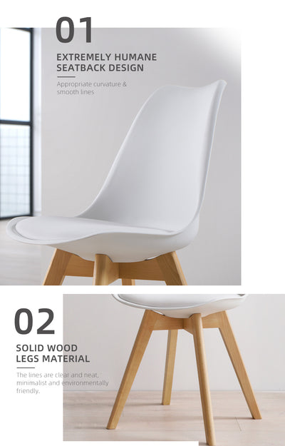 (FREE Shipping) 4 Seater Modern Solid Wood Dining Set with 1 Table and 4 Chairs / Windsor Chair / Eames Chair With Cushion