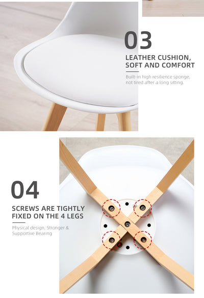 (FREE Shipping) 4 Seater Modern Solid Wood Dining Set with 1 Table and 4 Chairs / Windsor Chair / Eames Chair With Cushion