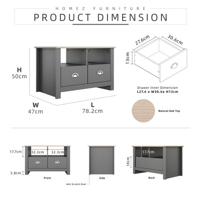 2.9FT Grayson Series Coffee Table with Drawers - CT-2919