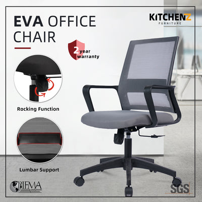 (EM) EVA Mesh Office Chair with Ergonomic Design-HMZ-OC-MB-EVA-BK+BK