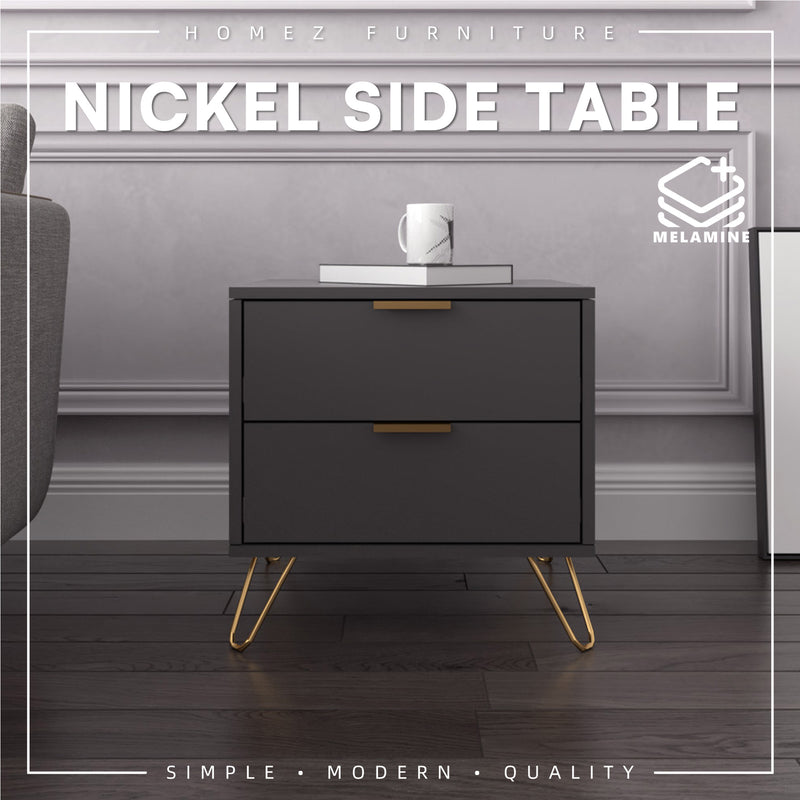 (EM) Nickel Series Side Table Full Melamine with Anti Scratch - 4844-DGY-SBH