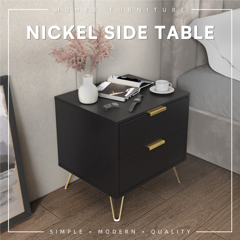 (EM) Nickel Series Side Table Full Melamine with Anti Scratch - 4844-DGY-SBH