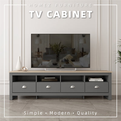 5.9FT TV Cabinet with 4 Drawers & 4 Open Storage Metal Handle Living Space Room Bedroom - TC-5919