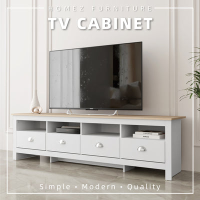 5.9FT TV Cabinet with 4 Drawers & 4 Open Storage Metal Handle Living Space Room Bedroom - TC-5919