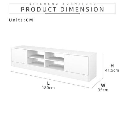 (EM) 6FT LEGEND TV Cabinet Solid Board with 2 Door 2 Open Storage-HMZ-FN-TC-5926
