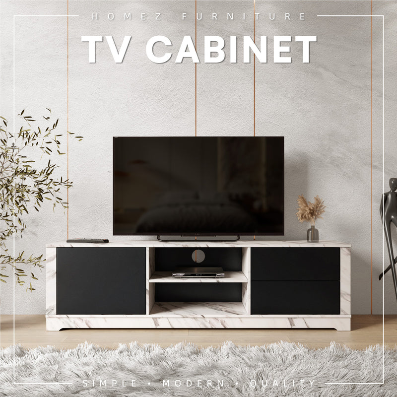 AURORA Series 6FT TV Cabinet with Push to Open Door and Drawers - 5935-MB