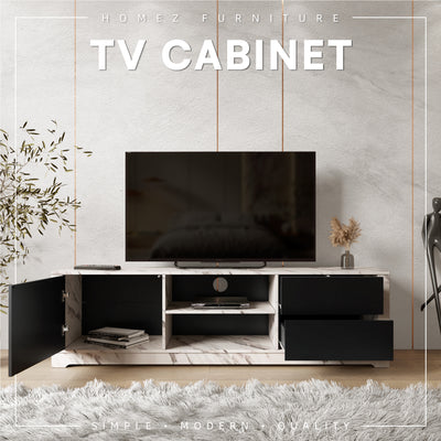 AURORA Series 6FT TV Cabinet with Push to Open Door and Drawers - 5935-MB