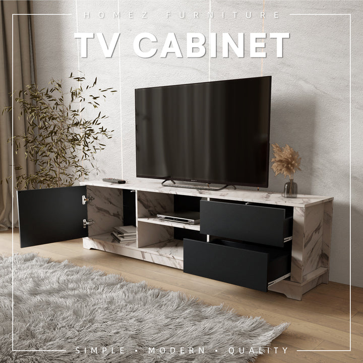 AURORA Series 6FT TV Cabinet with Push to Open Door and Drawers