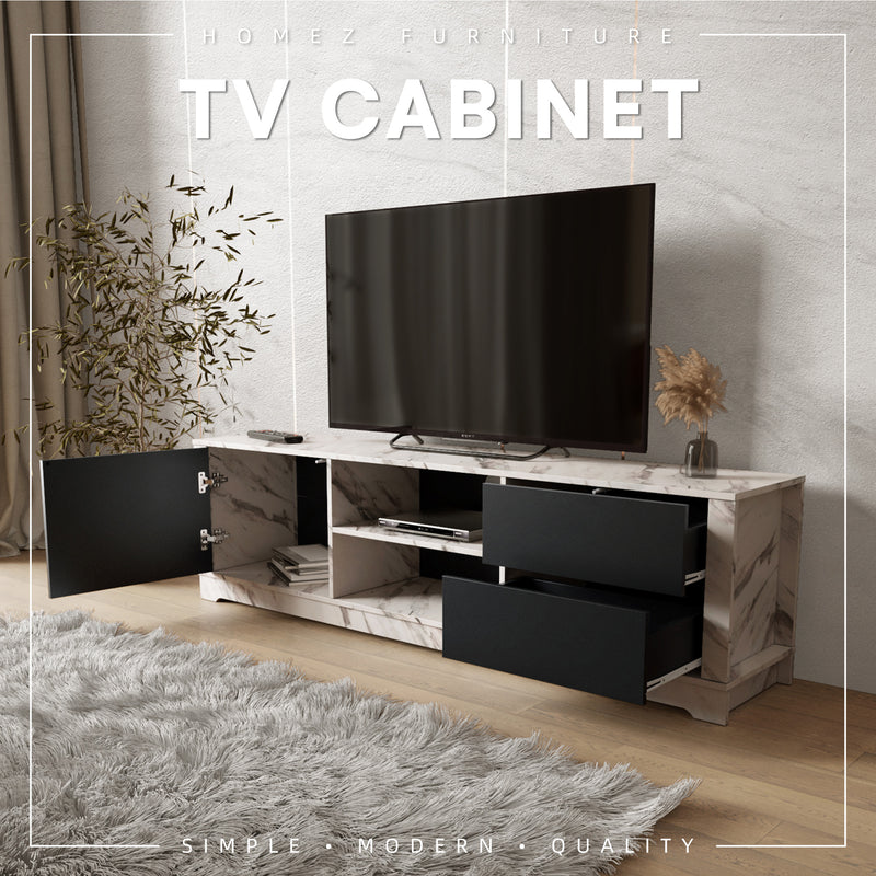 AURORA Series 6FT TV Cabinet with Push to Open Door and Drawers - 5935-MB