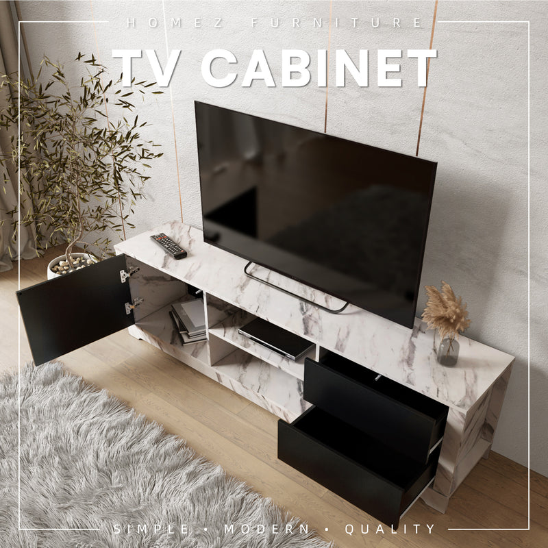 AURORA Series 6FT TV Cabinet with Push to Open Door and Drawers - 5935-MB