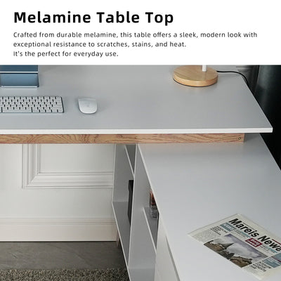 4.8FT Simona Series Writing Table with Storage / Office Table / Meja Belajar / Meja Pejabat-HMZ-FN-WT-S4-WT