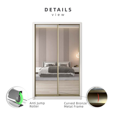 (EM) [FREE Shipping & FREE Installation - ONLY KK] 5Ft x 8Ft Full Melamine Sliding Wardrobe Anti-Jump Almari Baju Almari Pakaian Kabinet Baju A+F