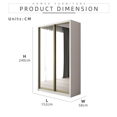 (EM) [FREE Shipping & FREE Installation - ONLY KK] 5Ft x 8Ft Full Melamine Sliding Wardrobe Anti-Jump Almari Baju Almari Pakaian Kabinet Baju A+F