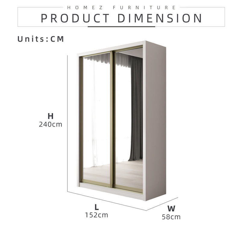 (EM) [FREE Shipping & FREE Installation - ONLY KK] 5Ft x 8Ft Full Melamine Sliding Wardrobe Anti-Jump Almari Baju Almari Pakaian Kabinet Baju A+F