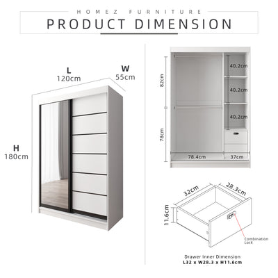 [FREE Shipping & FREE Installation] 4FT x 6FT Sliding Wardrobe Drawer Combination Lock Storage Cabinet / Almari Pakaian