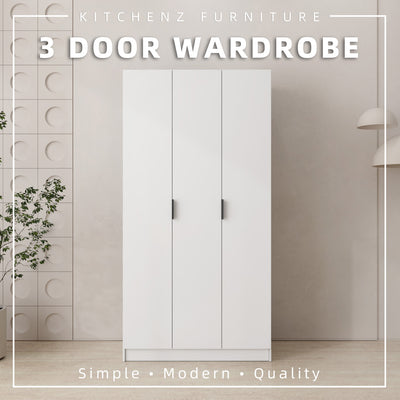 (EM) 3FT 3 Door Wardrobe Solid Board with 6 Shelves-HMZ-FN-WD-6001/6021/6051