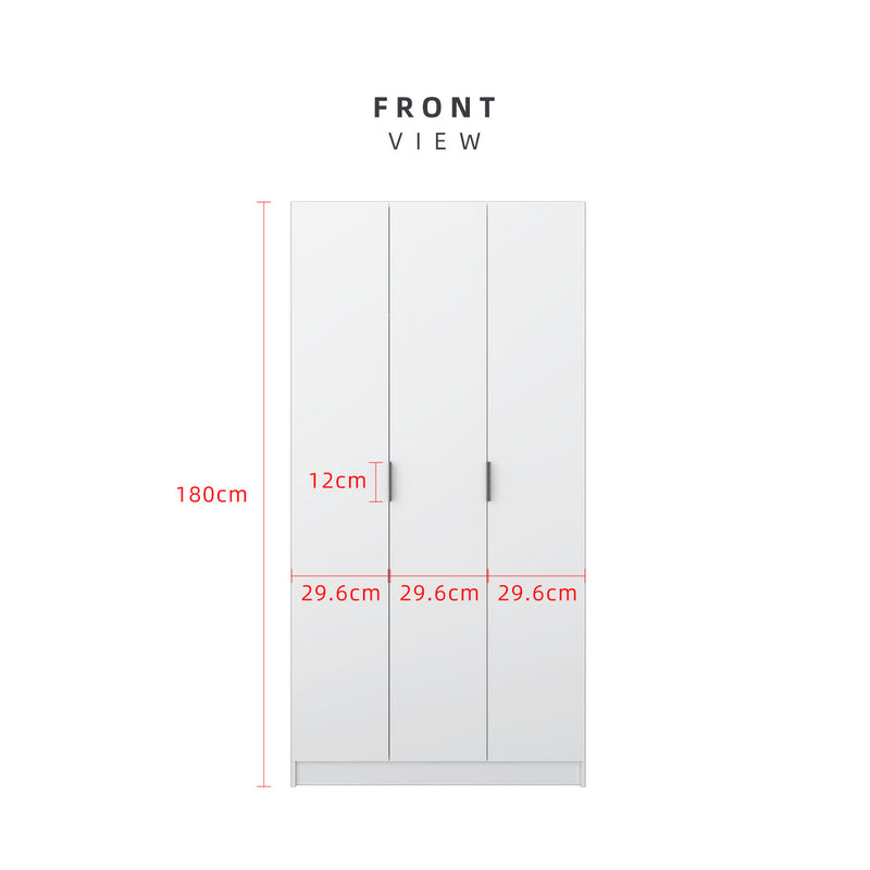 1.9FT/2.9FT Lily Series 2 Door/ 3 Door Wardrobe Black Glossy handle - HMZ-FN-WD-6050/6051-WT+BK