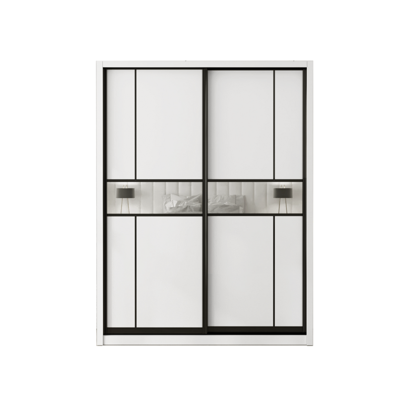 [FREE Shipping & FREE Installation] 6x8FT Melamine Black Frame Sliding Wardrobe Almari Baju Almari Pakaian