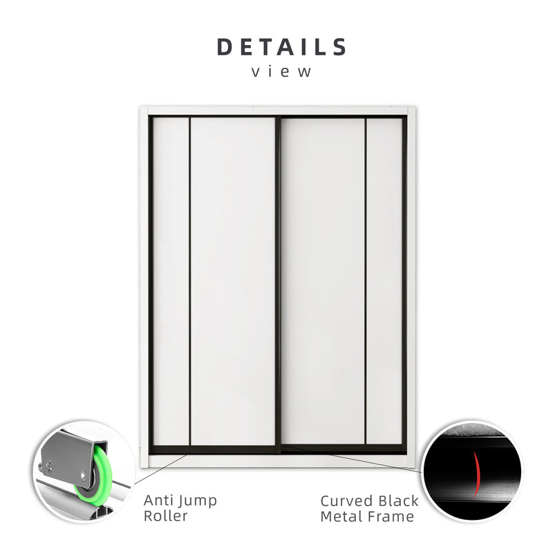 (FREE Shipping & FREE Installation) 6x8FT Melamine Sliding Wardrobe Black Frame Anti Jump Storage Cabinet Almari Baju