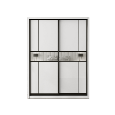 (FREE Shipping & FREE Installation) 6x8FT Melamine Sliding Wardrobe Black Frame Anti Jump Storage Cabinet Almari Baju