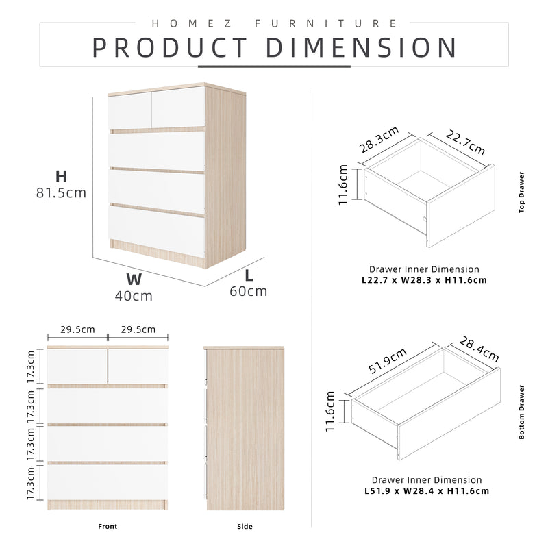 5 Layers Chest Drawer with Large Drawer Storage Space-HMZ-FN-CD-7002/7012