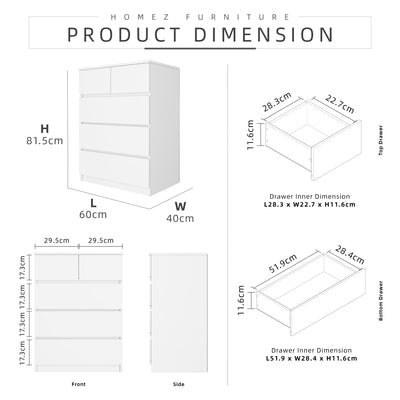 5 Layers Chest Drawer with Large Drawer Storage Space-HMZ-FN-CD-7002/7012